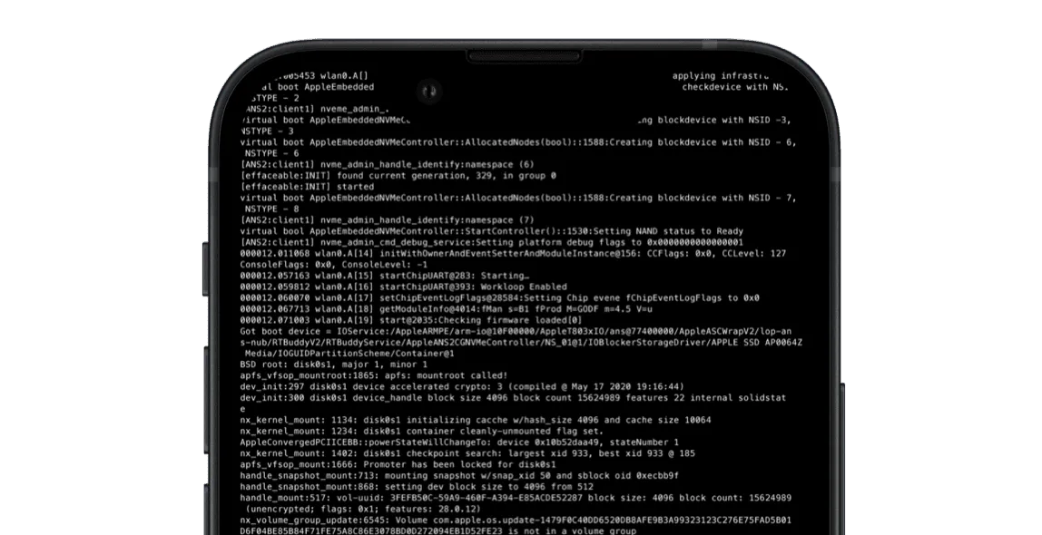 code terminal within iPhone